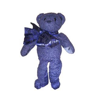 Dakin Applause Sapphire Bear Stuffed Plush Sparkle Blue Holiday Teddy Bear #5620